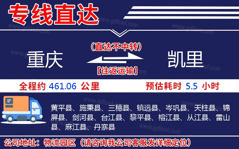 重慶到凱里物流公司 重慶到凱里物流公司