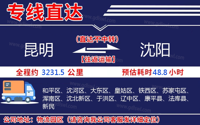 昆明到沈陽物流公司 昆明到沈陽物流公司