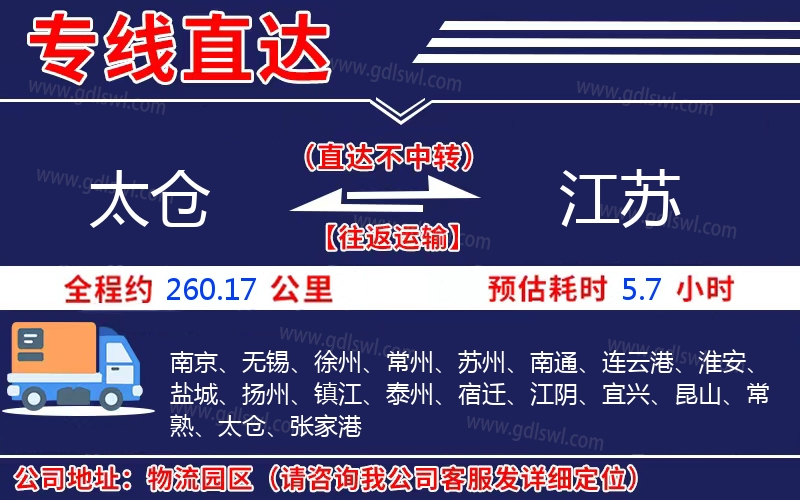 太倉到江蘇物流公司 太倉到江蘇物流公司