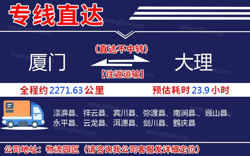 廈門到大理物流公司 廈門到大理物流公司