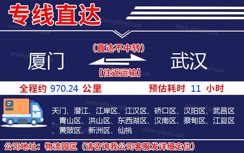 廈門到武漢物流公司 廈門到武漢物流公司