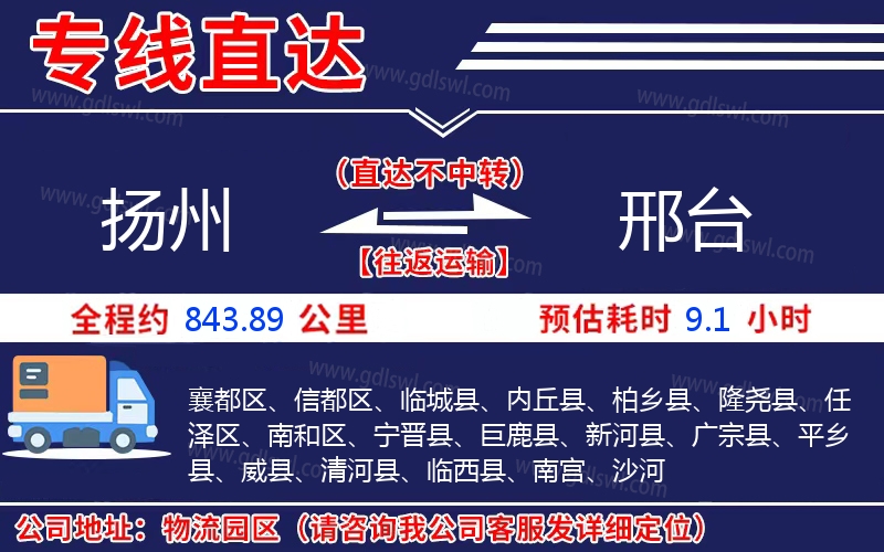 揚(yáng)州到邢臺物流公司 揚(yáng)州到邢臺物流公司